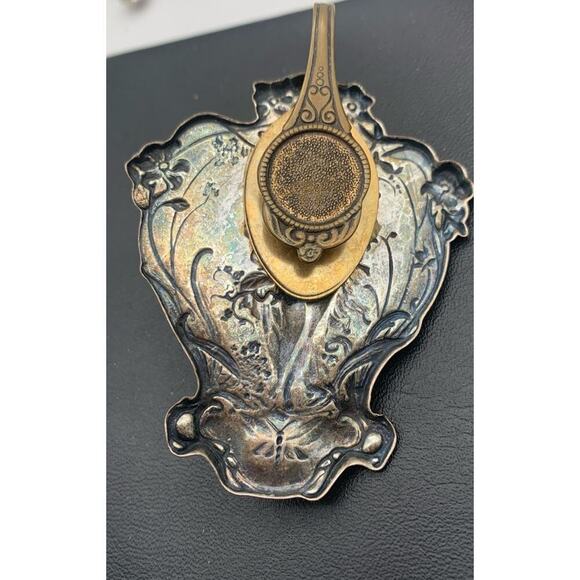 Vintage Handmade Mixed Metal Spoon Utensil Grapevine Dress Clip Brooch Beautiful - Picture 3 of 5